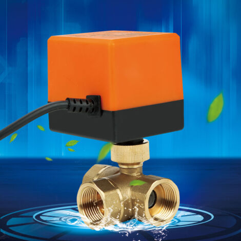 Vanne à Bille Motorisée 3 Voies Laiton DN20 G3/4 pour Climatisation 24V DC