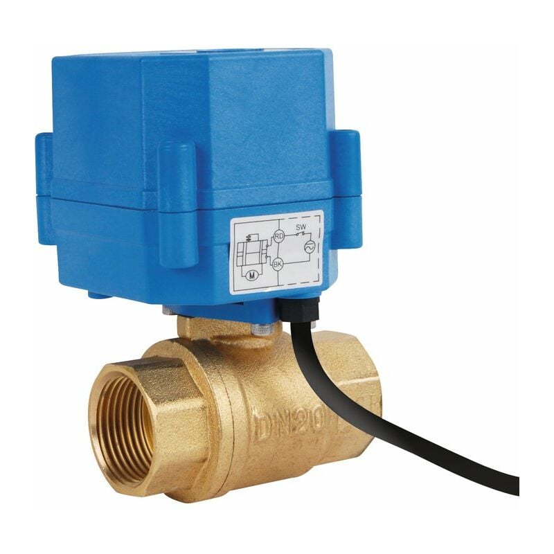 Vanne à boisseau électrique laiton Lyva 2 Sectoriel dn 3/4' - 24 v ca/cc