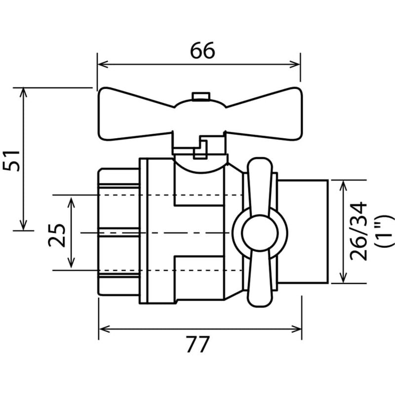 Vanne à sphère PN30 Passage intégral acs Papillon rouge mâle femelle à purge 1' (26/34) - Somatherm