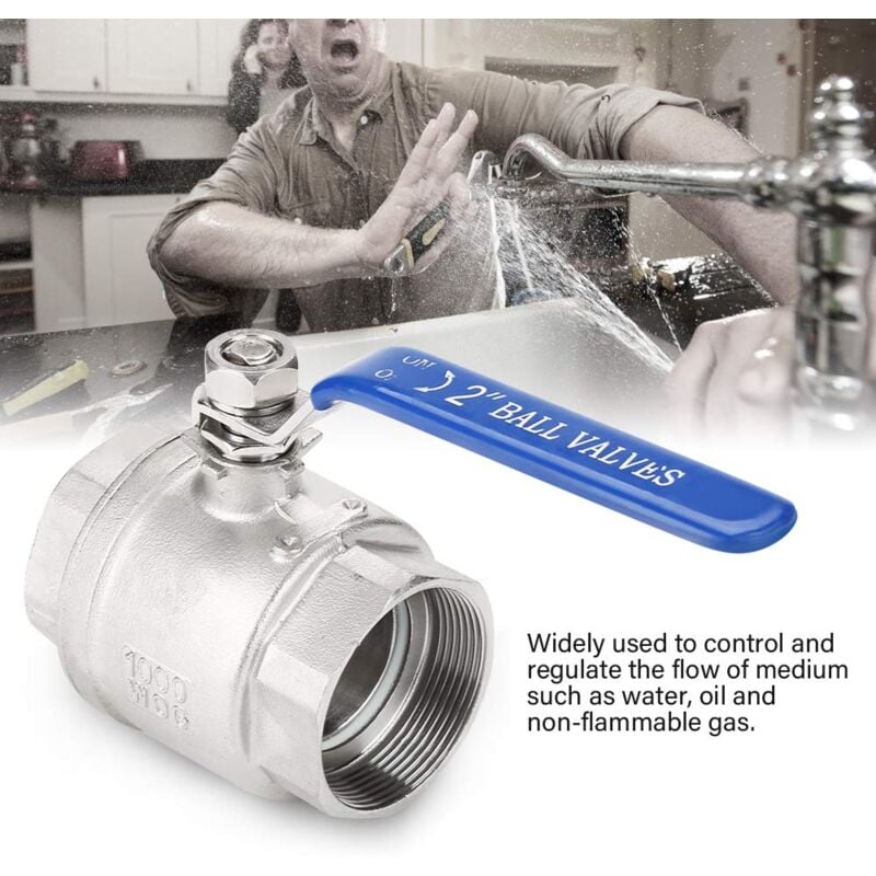 Jeffergarden - Vanne à boisseau sphérique à filetage femelle à passage intégral en acier inoxydable 304 2' DN50 1000 wog