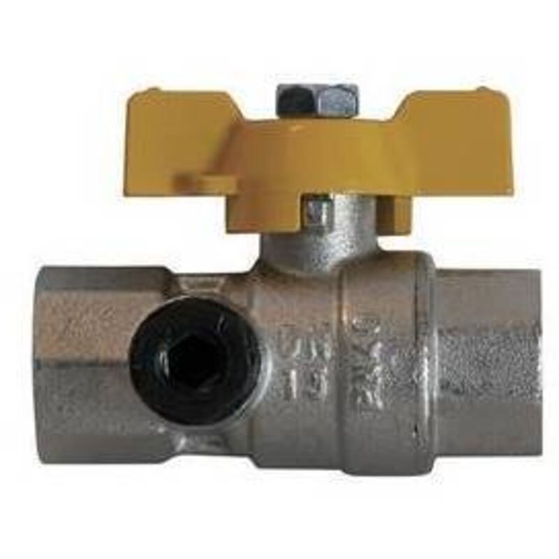 Vanne à boisseau sphérique à gaz avec passage complet et raccord manomètre