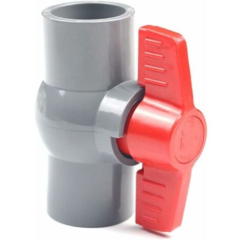 Vanne à boisseau sphérique en PVC, valve en plastique U-PVC, connecteurs droits pour contrôle et arrêt du débit (φ40 mm)