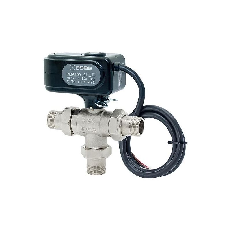 Vanne à boisseau sphérique motorisée Esbe type mba 132, 3 voies, DN20 (3/4'), 230 c, Kvs 9,6