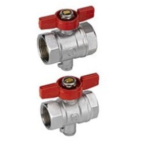 Vanne à boule avec poignée à ailettes, écrou de serrage fixe et raccord pour sonde de mesure 3/4" x 3/4" 61 mm appareils d'eau