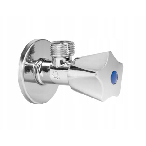 VANNE À CLAPET D'ANGLE AVEC ROSACE CHROMÉE 1/2x1/2