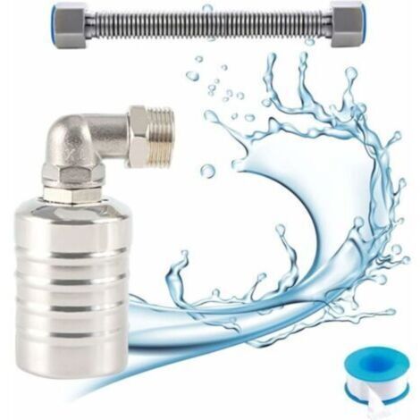 Vanne à flotteur automatique en acier inoxydable 304 - Robinet sphérique mini avec régulateur de niveau pour réservoir d'eau - Prise incluse.