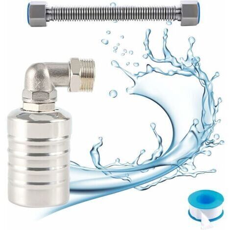 Vanne à flotteur entièrement automatique en acier inoxydable 304, régulateur de niveau d'eau automatique pour réservoir d'eau, mini robinet à boisseau sphérique à flotteur en acier inoxydable (prise).