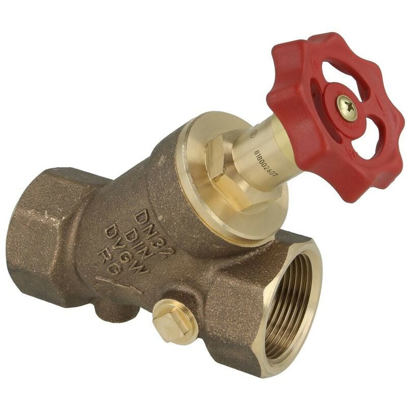 Le Sanitaire - Vanne à passage direct en laiton rouge DN32 filetage femelle 1 1/4