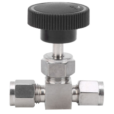 Vanne à pointeau 2 voies en inox 304 pour régulation de débit eau/gaz, haute pression 1/4"