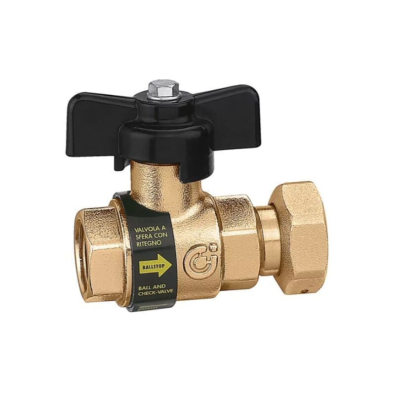 Sferaco - Robinet à boisseau sphérique avec clapet anti-retour intégré ballstop 1/2' f cap 3/4' f Caleffi 333400 1/2' f x calotta 3/4' f