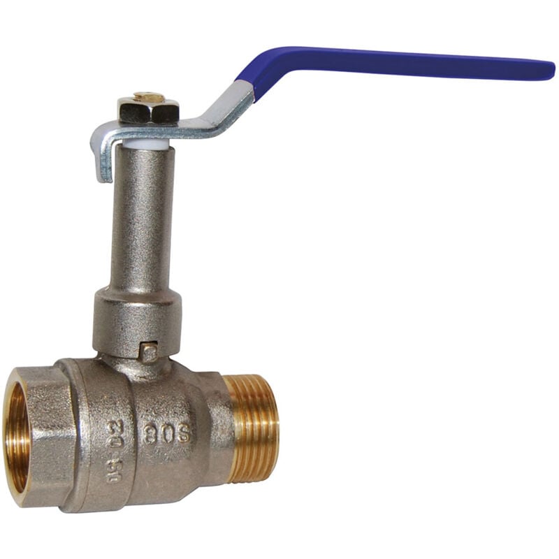 Vanne à sphère b+ acs à prolongateur fixe poignée plate bleue Mâle Femelle 1' (26/34) Sferaco