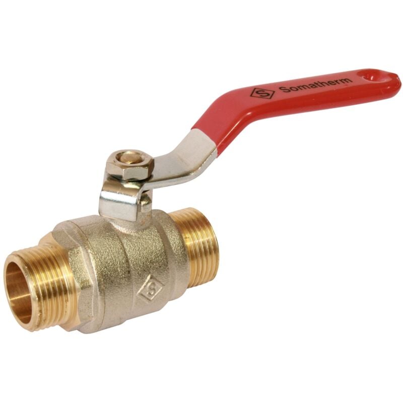 Vanne à sphère PN30 Passage intégral acs Poignée rouge m/m 1'1/2(40x49) somatherm