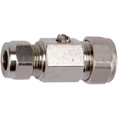 Vanne à sphère équerre laiton chromé pour lavabo C14 à commande par tournevis - Ø14, sortie 14 - Sferaco