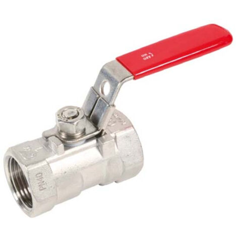 Vanne à sphère INOX monobloc passage réduit FF 1"1/4 (33/42) - poignée rouge - Sferaco