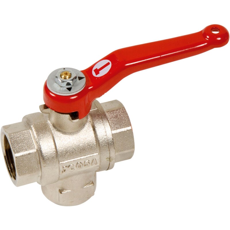 Sferaco - Vanne à sphère laiton PN25 Série 3 voies - Lumière en t - f 1/2'' (15/21)