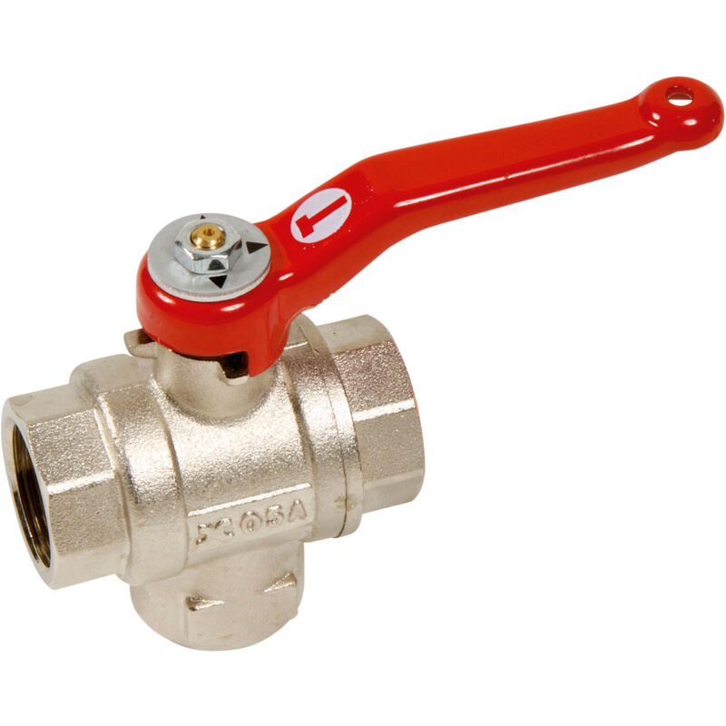 Sferaco - Vanne à sphère laiton PN25 Série 3 voies - Lumière en t - f 1/4' (8/13)