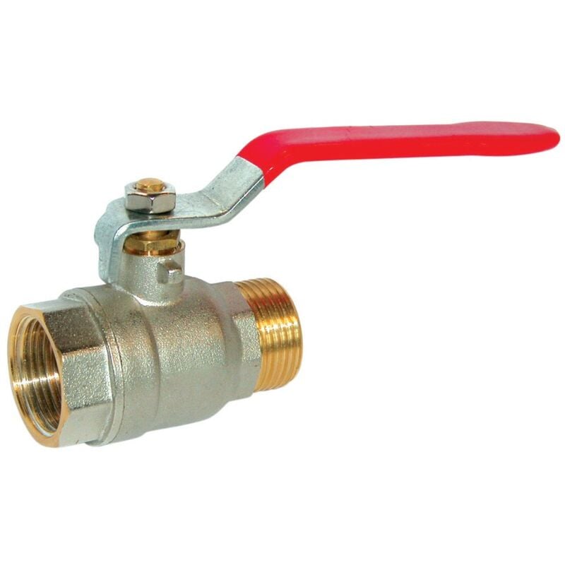 Vanne boisseau sphérique - Laiton - Male Femelle - Poignée plate rouge 40x49 - PN20