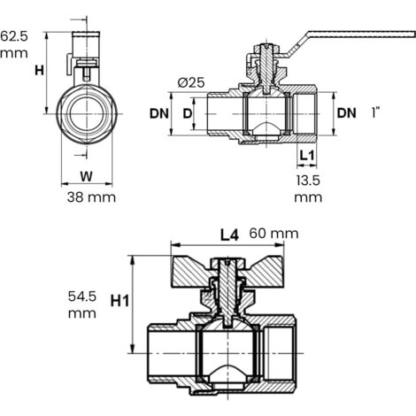 Vanne à sphère Passage Intégral NF PN25 ACS Papillon Vert M/F 1" (26/34) - Sferaco