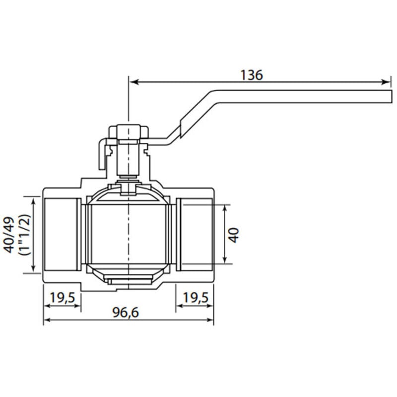 Vanne à sphère Passage intégral nf PN16 acs Poignée Plate Verte f/f 1'1/2 (40/49) somatherm