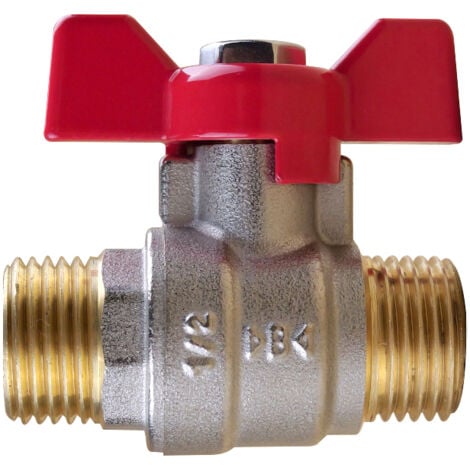 Vanne à sphère PN25 Passage Intégral ACS papillon rouge M/M 1/2(15x21) IBP Bänninger