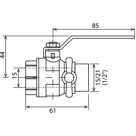 Vanne à sphère PN30 Passage intégral ACS Poignée rouge à purge MF 1/2" (15/21) - Somatherm