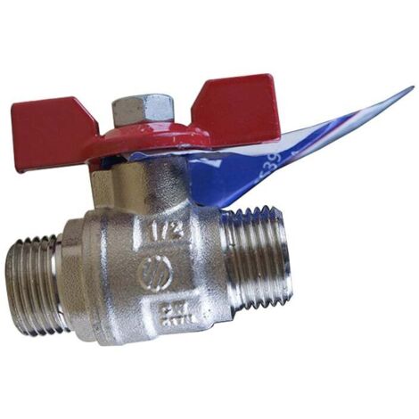 Vanne à sphère PN30 SENA ACS manette papillon rouge mâle mâle 1/2" (15/21) - Arco