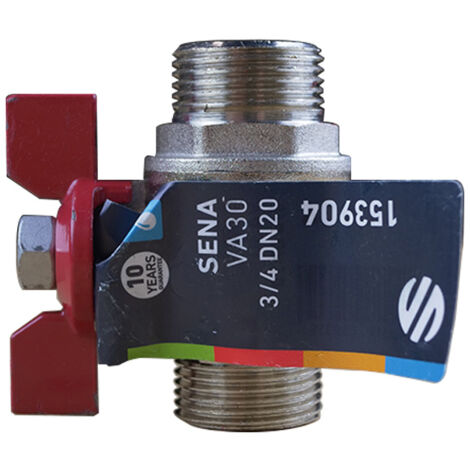 Vanne à sphère PN30 SENA ACS Manette Papillon rouge Mâle/Mâle 3/4" (20/27) - Arco