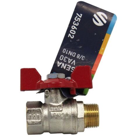 Vanne à sphère PN30 SENA Ni Free Inox avec manette Papillon rouge Mâle/Femelle 3/8" (12x17) - Arco