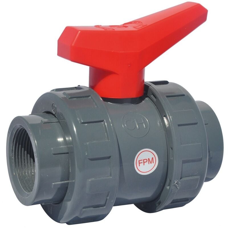 Sferaco - Vanne à sphère pvc PN16 raccord Femelle 2' (50/60) à visser Industrie - Manette rouge