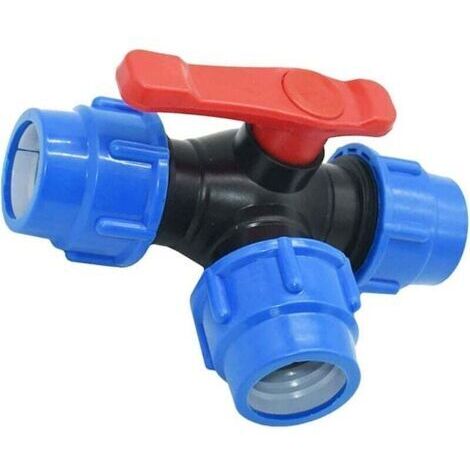 Vanne à trois voies PVC 25 mm avec connexion rapide pour tuyaux PE