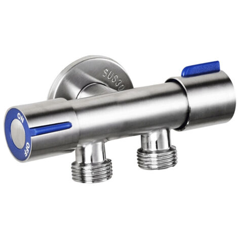 Vanne angle inox 304 G1/2x1/2 3 voies double poignée contrôle multifonction