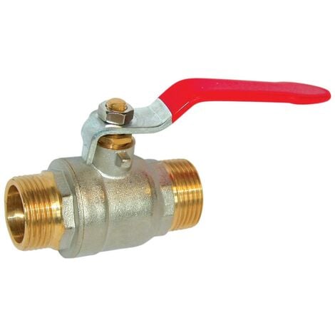 SANITAIRE-DISTRIBUTION Vanne boisseau sphérique - Laiton - Male Male - Poignée plate rouge 15x21