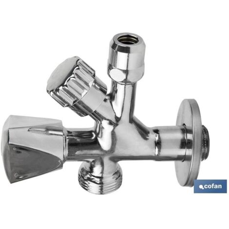 Vanne d'angle 1/2 x 3/4 x 3/8 modèle combiné