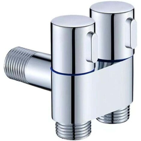 Vanne d'angle à double contrôle, G1/2 1 entrée deux sorties double contrôle robinet de machine à laver vanne triangulaire pour baignoire, douche