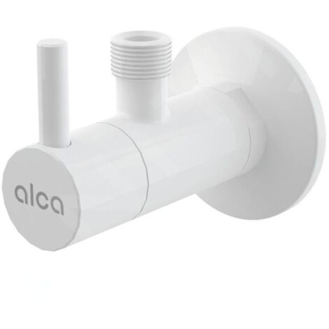 Vanne d'angle Alcadrain avec filtre 1/2"×3/8", ronde, blanche