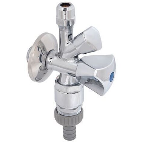 Vanne d'angle combinée JS, non auto-fermeture. RB, SV, 3 voies, 1/2", chromée, DVGW