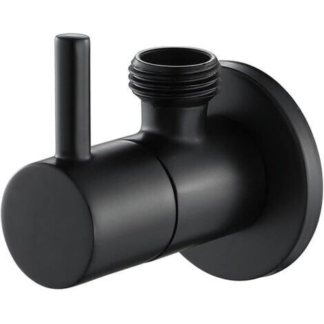 Vanne d'Angle de Robinet, Raccord mural AG 1/2" - Raccord de robinet 3/8" - Avec poignée - En laiton - Noir
