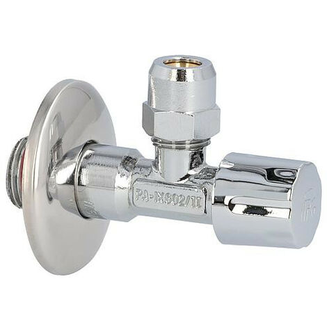 Vanne d'angle DN15(1/2") avec compensation en longueur DN10(3/8")x10, laiton chrome