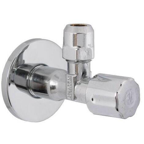 Vanne d'angle JS, automatique, raccord à levier avec levier, DN15, 1/2"x10mm, CR en laiton, DVGW