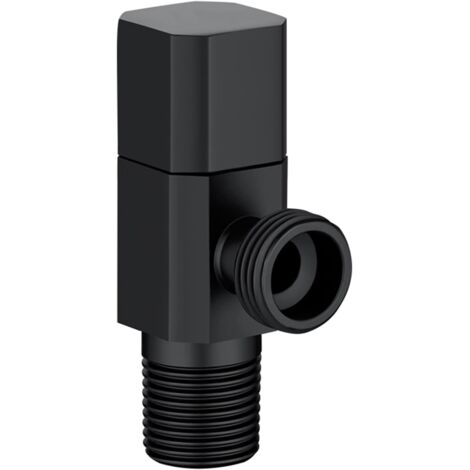 Vanne d'arrêt d'angle Pouce Valve Laiton carré Noir Valve Noir Mural Salle de Bain Cuisine Connexion Valve Eau Robinet d'arrêt-1pcs（noir）
