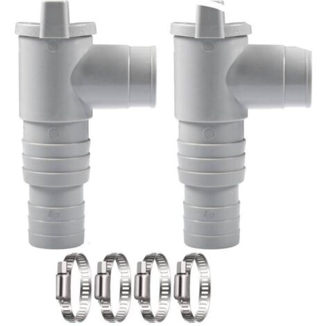 Vanne d'arrêt de piscine 2 pièces, vanne d'arrêt 32 mm, robinet de piscine 32 mm avec 4 colliers de serrage, pièces de piscine à piston, accessoires d'entretien de piscine