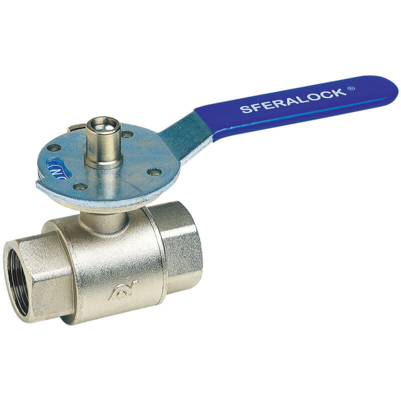 Vanne d'arrêt f/f 3/4' (20/27) PN40 Sferalock cadenassable Poignée plate bleue
