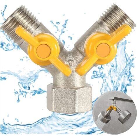 Vanne de commutation 1/2", robinet à trois voies en Y avec vanne d'arrêt, pomme de douche, bras de douche, raccord de bec pour machine à laver