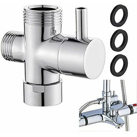 Vanne de dérivation 3 voies en laiton G 1/2" baignoire douche résistant à la rouille vanne de dérivation 3 voies durable chrome poli facile à installer remplacer le système de douche de cuisine de sal