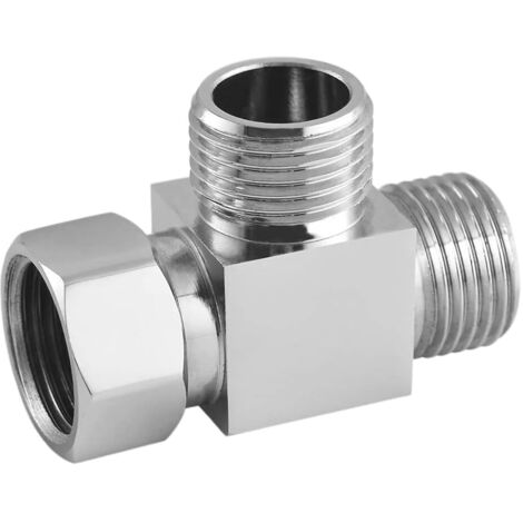 Vanne de Dérivation à 3 Voies Pour Douche G 1/2" Douchette à douche Bras de Douche en Forme T Remplacement de Vanne d'Adaptateur Douche Adaptateur Inverseur pour la Salle de Bain et la Cuisine