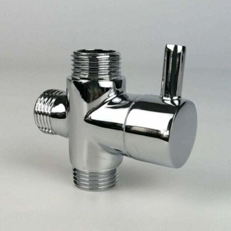 Vanne de dérivation, mâle G1/2  Robinet en laiton T adaptateur Chrome salle de bain douche robinet accessoires inverseur d'eau 3 voies vanne de remplissage mâle