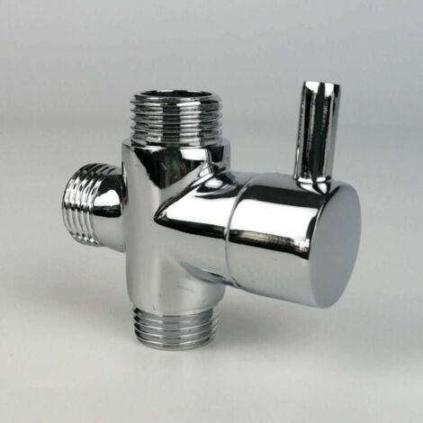 Vanne de dérivation, mâle G1/2  Robinet en laiton T adaptateur Chrome salle de bain douche robinet accessoires inverseur d'eau 3 voies vanne de remplissage mâle-LIAIKI