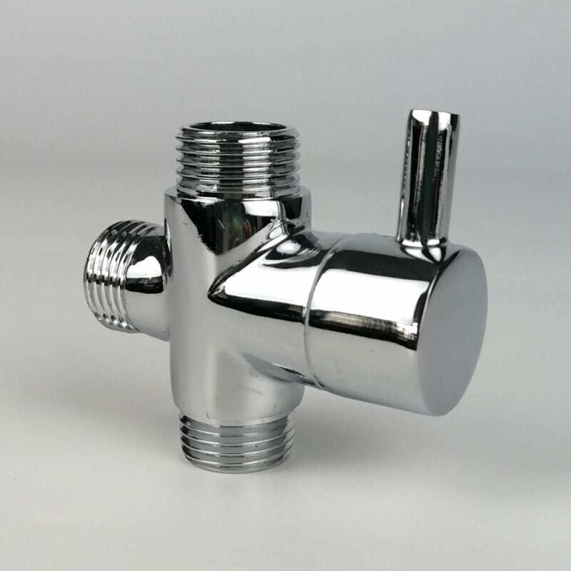 Ikodm - Vanne de dérivation, mâle G1/2 Robinet en laiton t adaptateur Chrome salle de bain douche robinet accessoires inverseur d'eau 3 voies vanne