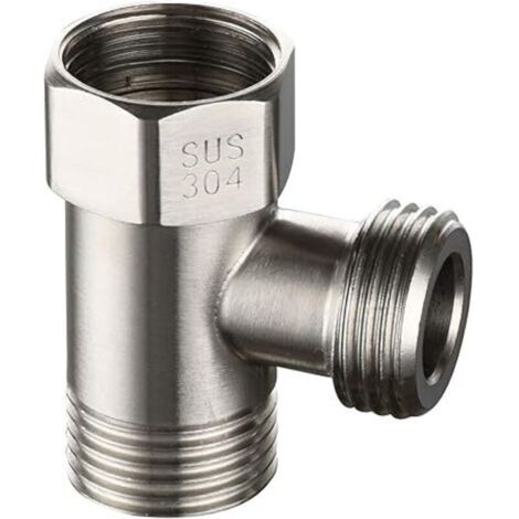 Vanne de douche à 3 voies Vanne de dérivation 1/2" Vanne à 3 voies Adaptateur en T en acier inoxydable Pommeau de douche