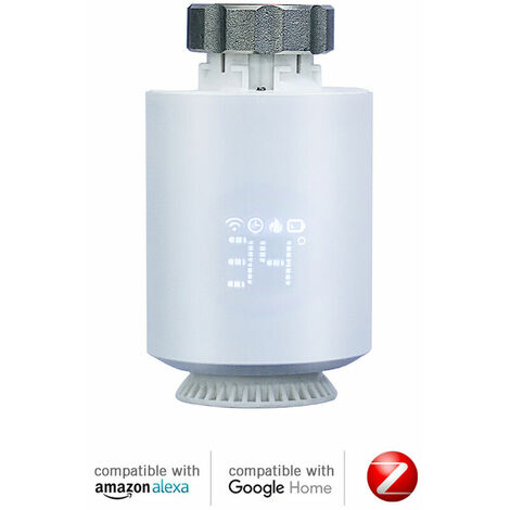 Vanne de radiateur thermostatique ZigBee Thermostat de radiateur intelligent programmable APP Control Commande vocale Compatible avec Alexa Google Assistant Détection d'ouverture de fenêtre Fonction a